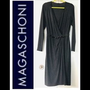 Magaschoni Wrap Dress S Waist Chain stretch soft classic workwear career casual